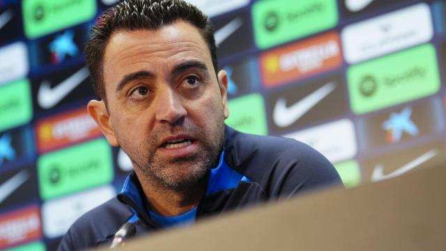 Xavi Hernández, en rueda de prensa.