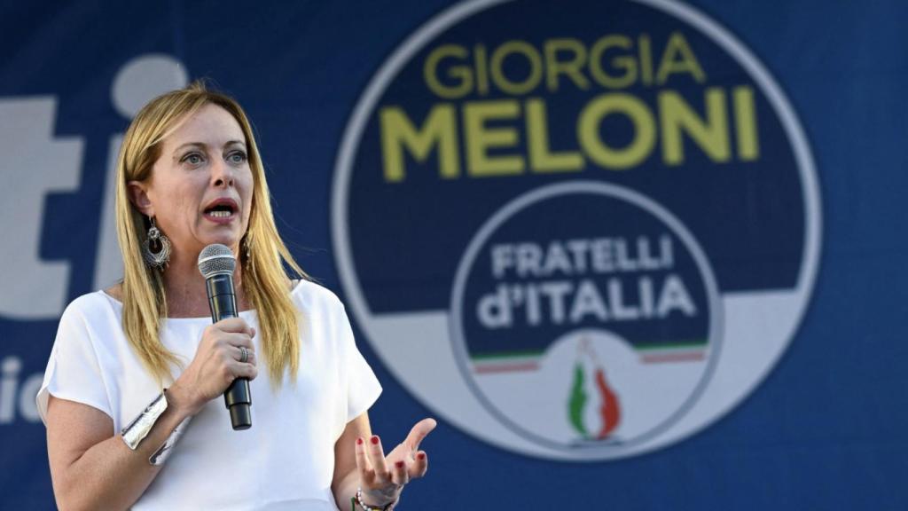 Giorgia Meloni durante un acto de su partido.