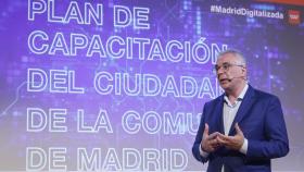 El consejero de Administración Local y Digitalización de la Comunidad de Madrid, Carlos Izquierdo, durante la presentación del Plan de Capacitación Digital del Ciudadano.