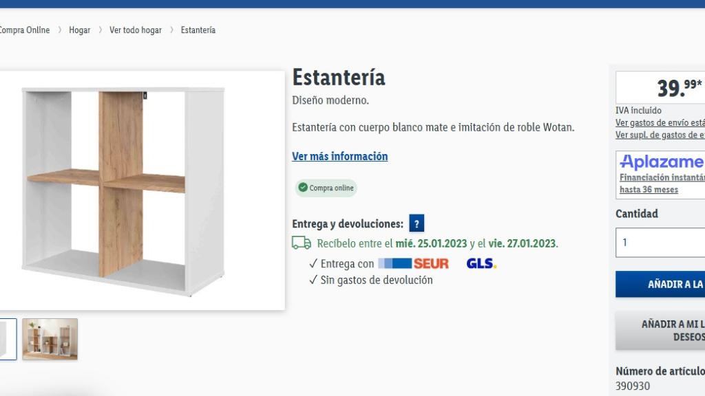 Estantería madera.