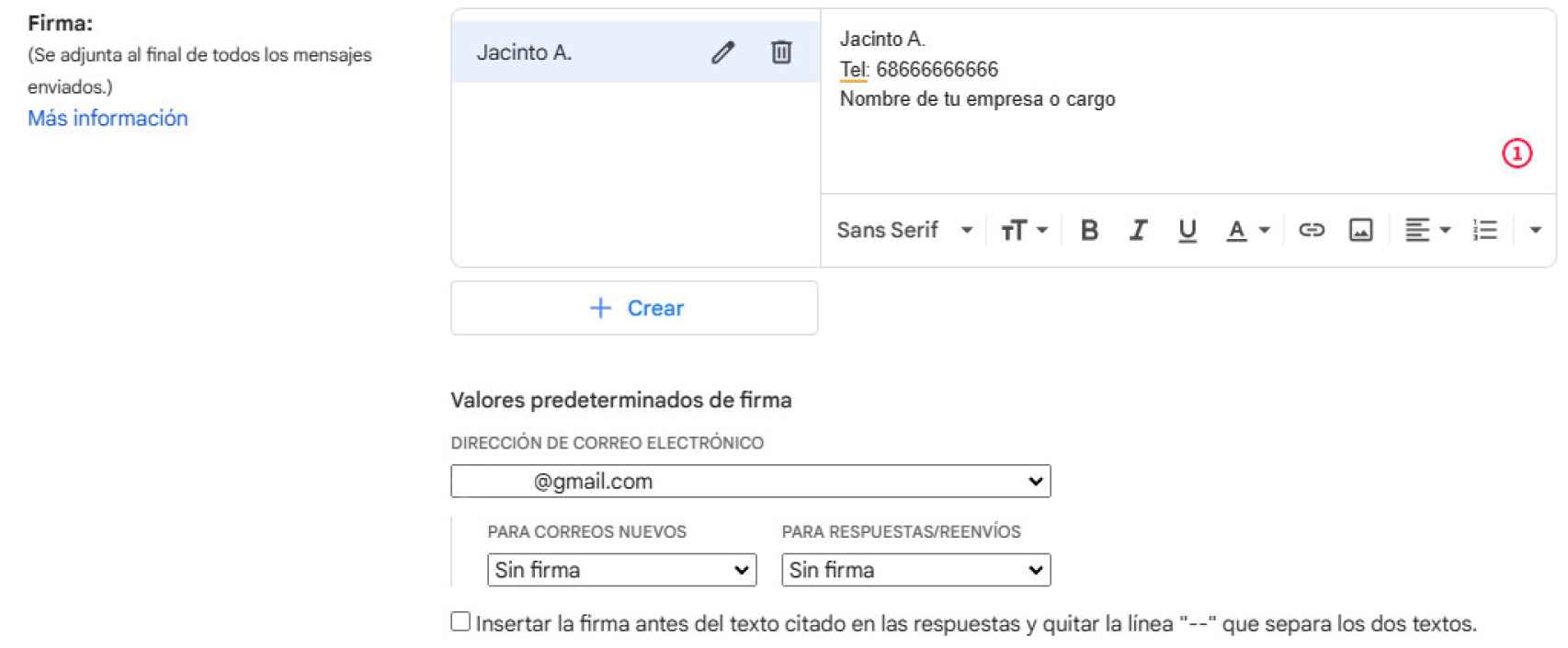 Firma en Gmail desde ordenador