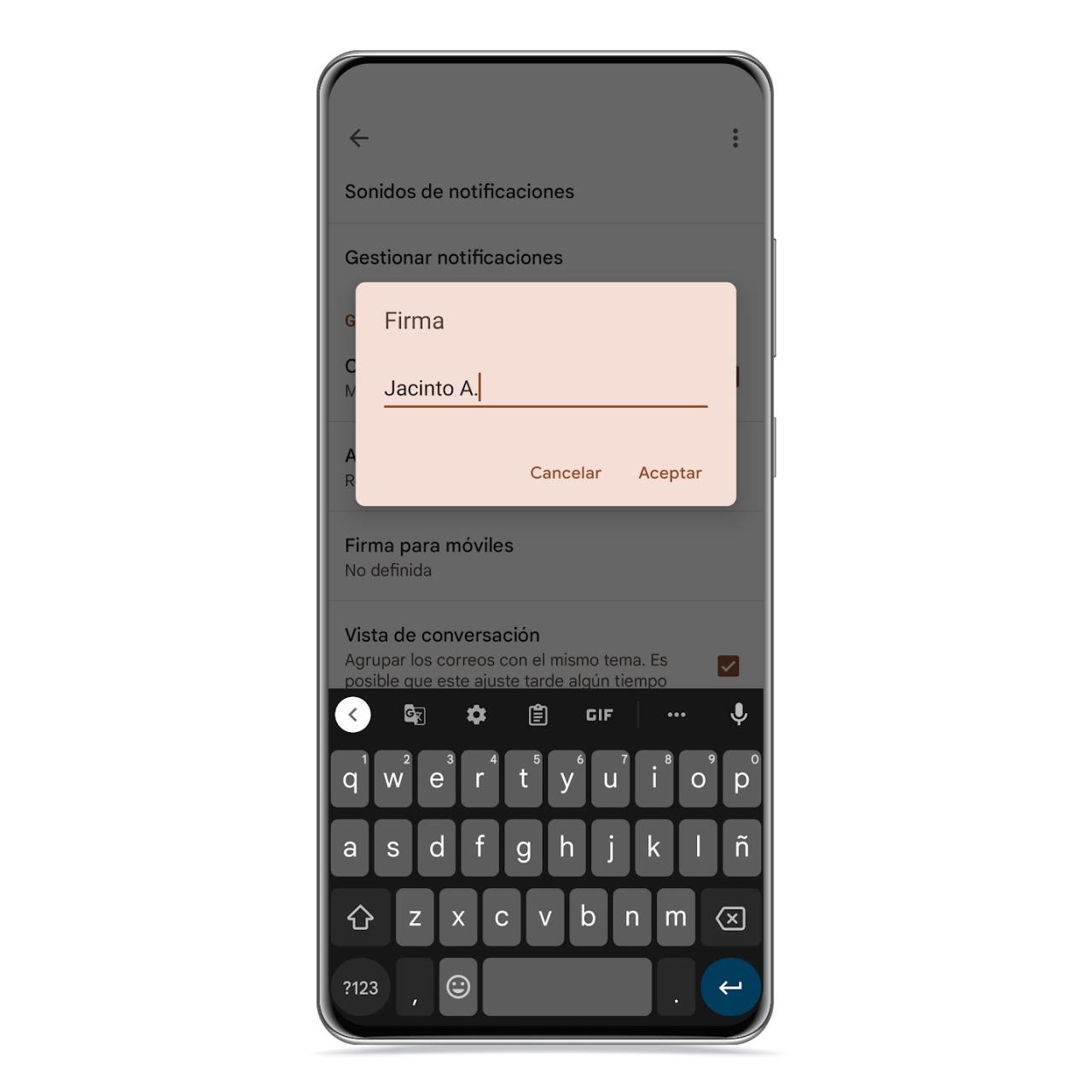 Firma en Gmail para móviles