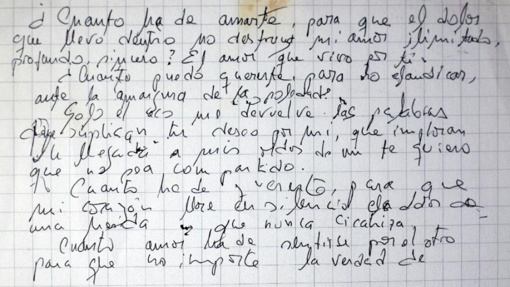 Carta de Antonio Vega a Marga del Río. Imagen cedida por la editorial Espasa