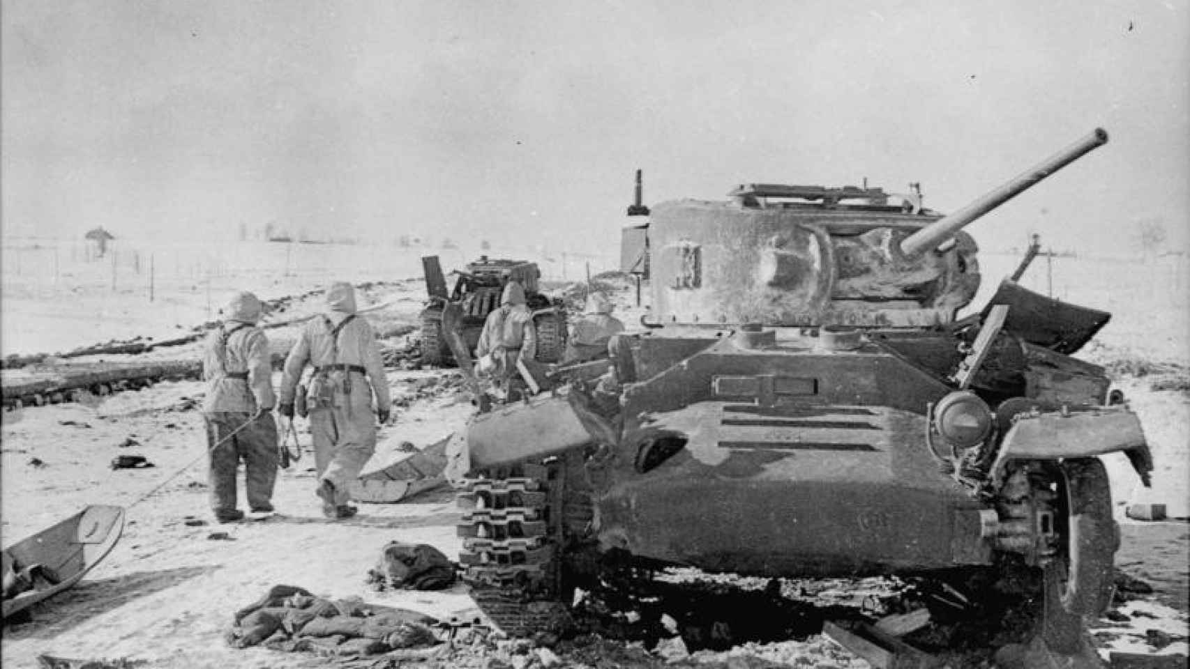 Un MK-3 Valentine destruido en la URSS, en enero de 1944.