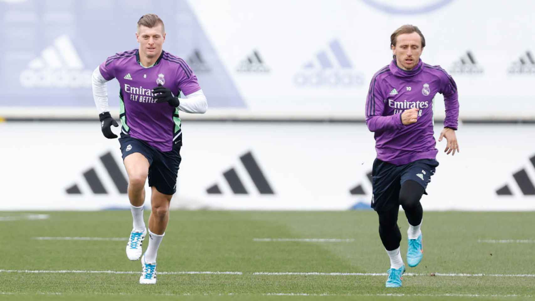 Alaba, Kroos y Modric, en un entrenamiento del Real Madrid