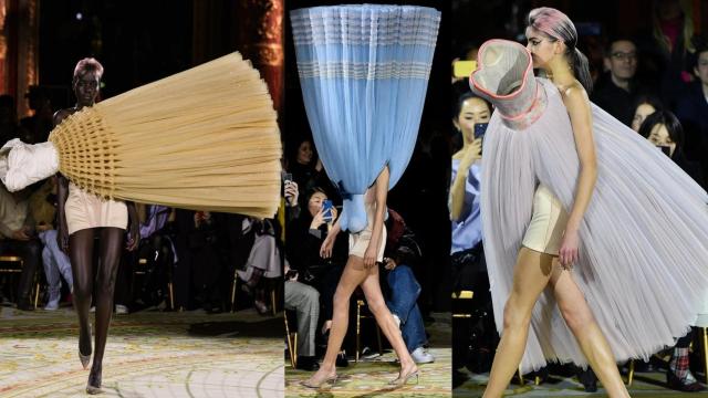 Tres momentos del desfile de Viktor&Rolf.