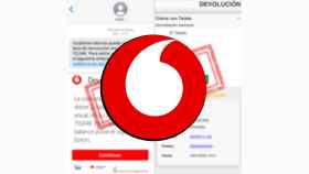 Fotomontaje con el logo de Vodafone y los mensajes.