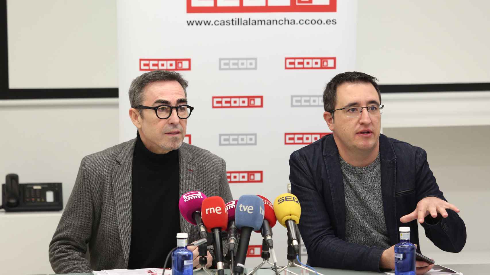 Paco de la Rosa, secretario general de CCOO Castilla-La Mancha junto a Marcelo Ortega, secretario de Comunicación.