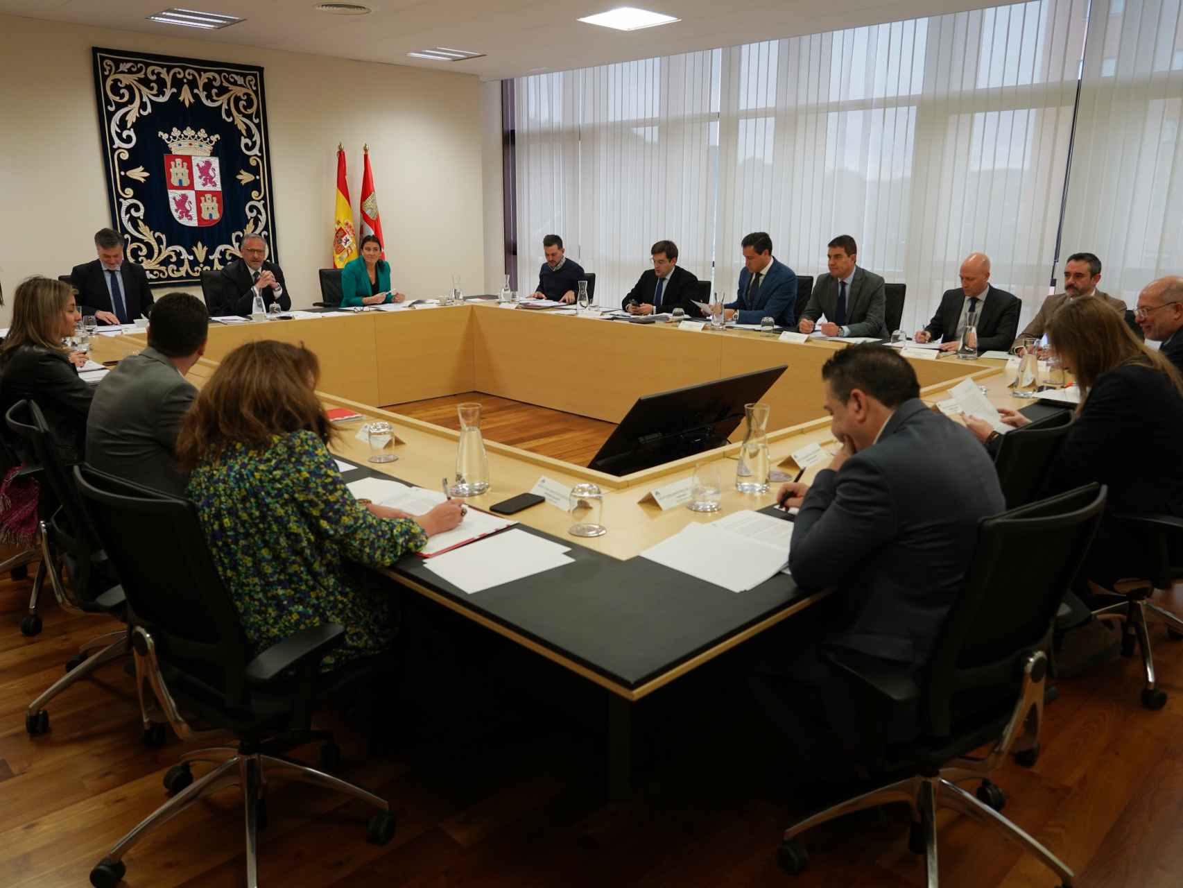 Imagen de la reunión de la Junta de Portavoces de las Cortes, este jueves.