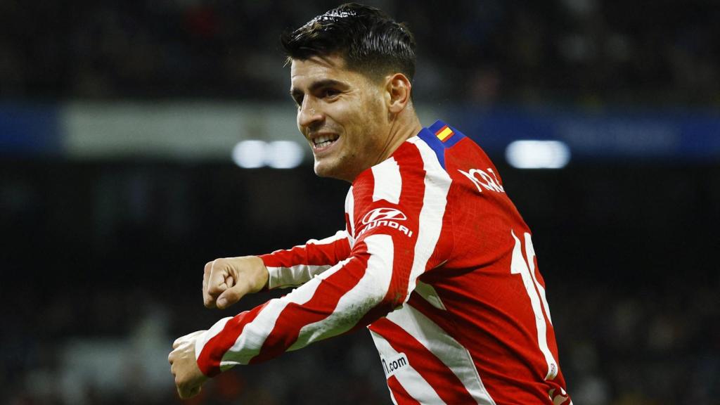 Álvaro Morata, celebrando el gol del Atlético de Madrid en el Derbi de la Copa del Rey