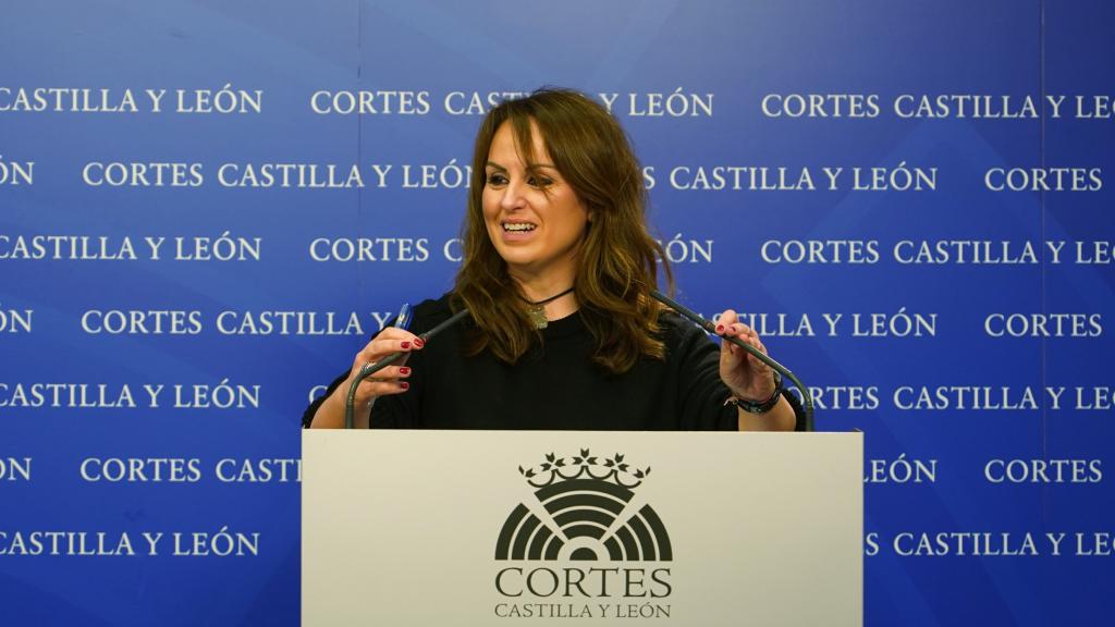 La viceportavoz socialista, Patricia Gómez Urbán, durante una rueda de prensa en las Cortes.