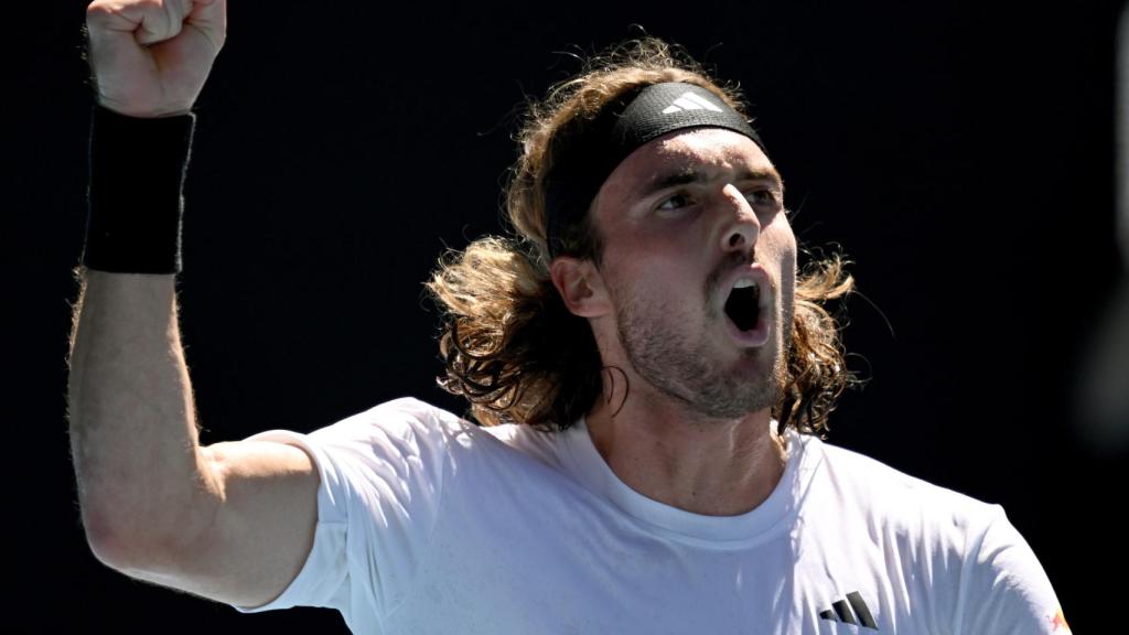 Stefanos celebra su pase a la final del Abierto de Australia