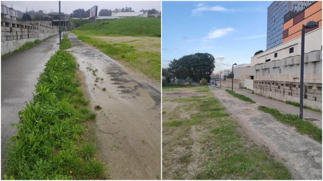 Carril bici en estado de abandono en A Coruña.