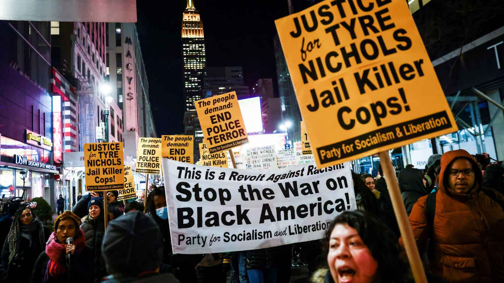 Protesta por la muerte de Tyre Nichols en Nueva York este viernes.