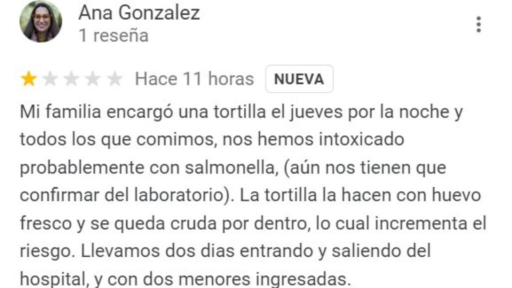 Reseña de una de las clientas.