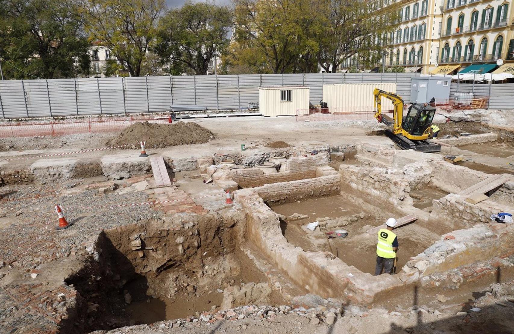 Imagen de las excavaciones arqueológicas realizadas en la parcela de los antiguos cines Astoria y Victoria, en Málaga.