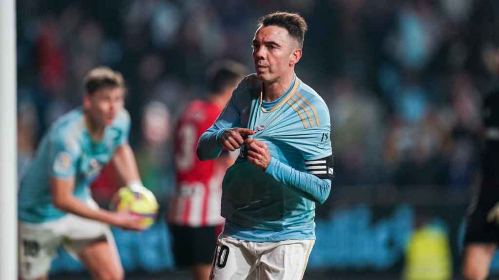 Iago Aspas celebra el gol de la victoria ante el Athletic.