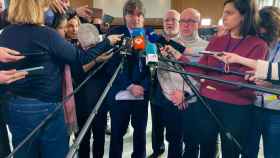 El expresidente de la Generalitat de Cataluña Carles Puigdemont, este martes ante los medios.
