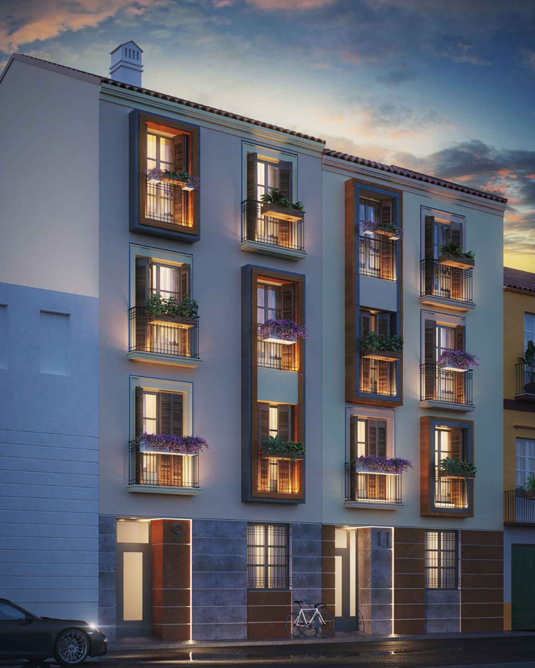 Diseño del edificio de apartamentos turísticos de la calle Frailes.