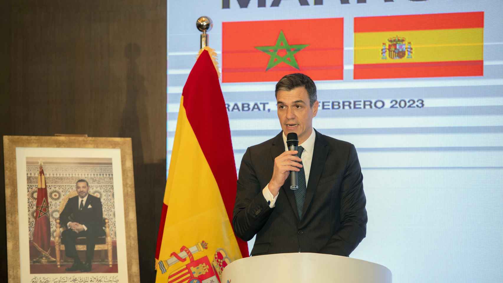 El presidente del Gobierno, Pedro Sánchez, este miércoles en Rabat.