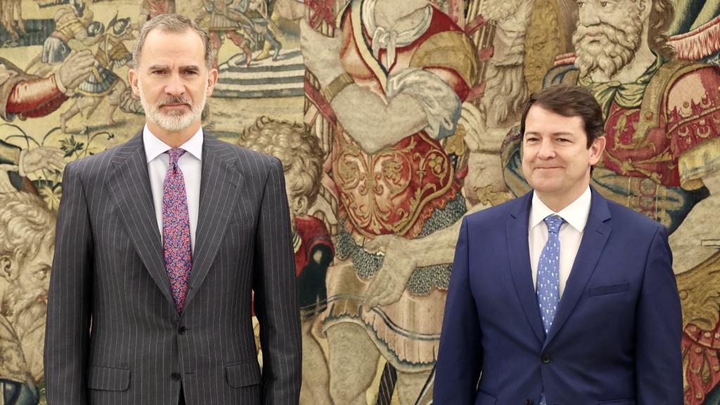 El Rey Felipe VI y Alfonso Fernández Mañueco durante una audiencia