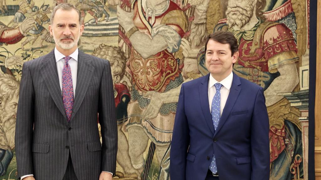 El Rey Felipe VI y Alfonso Fernández Mañueco durante una audiencia