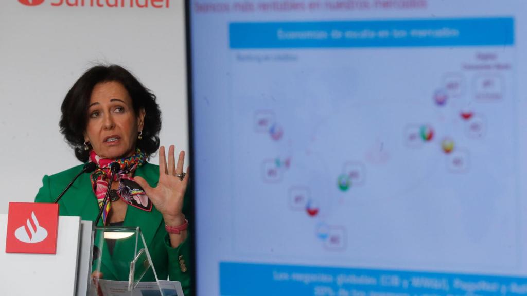 Ana Botín, presidenta del Banco Santander durante la presentación de resultados celebrada este jueves en Madrid.