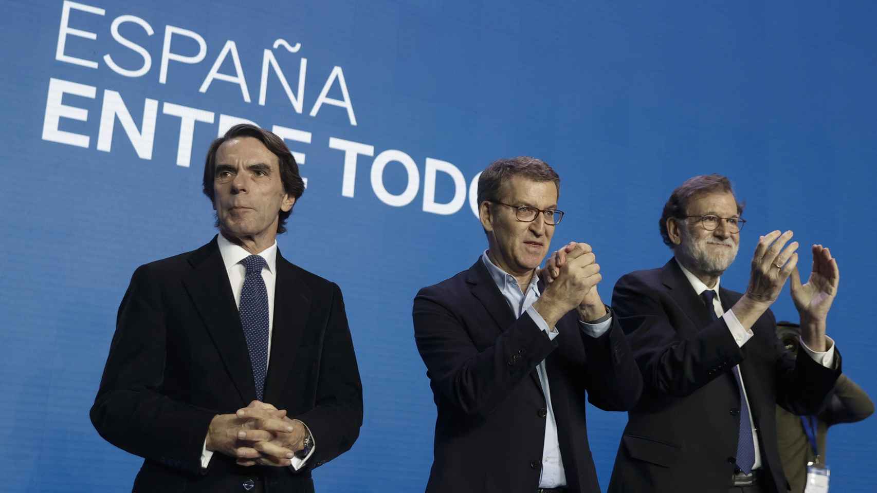 Aznar, Feijóo y Rajoy este sábado en Valencia.