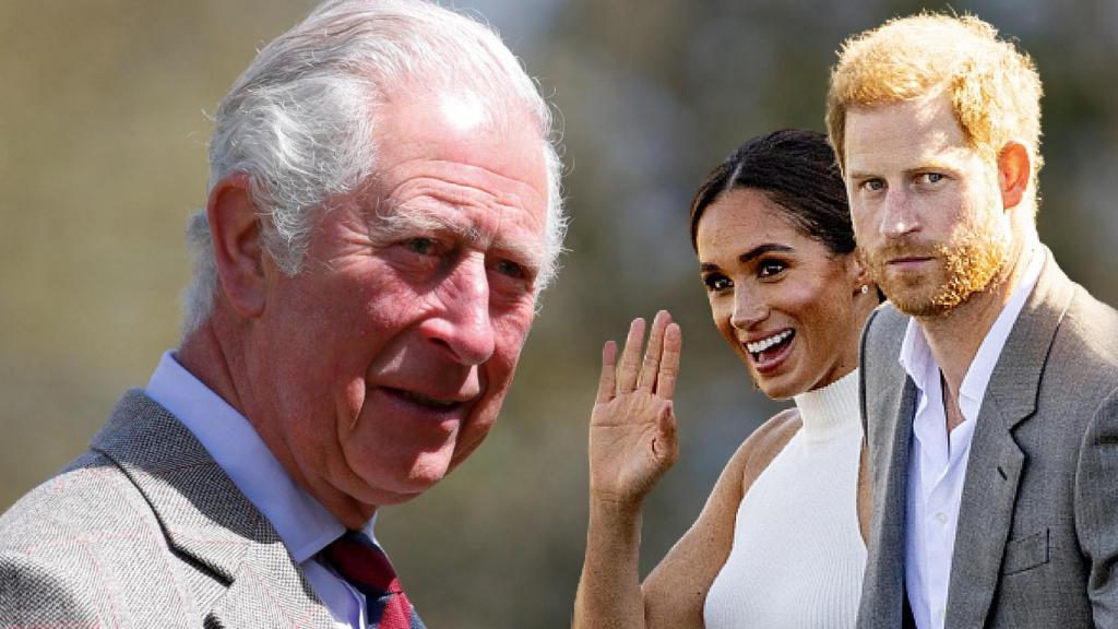 Carlos III junto a Meghan y Harry en un montaje de JALEOS.