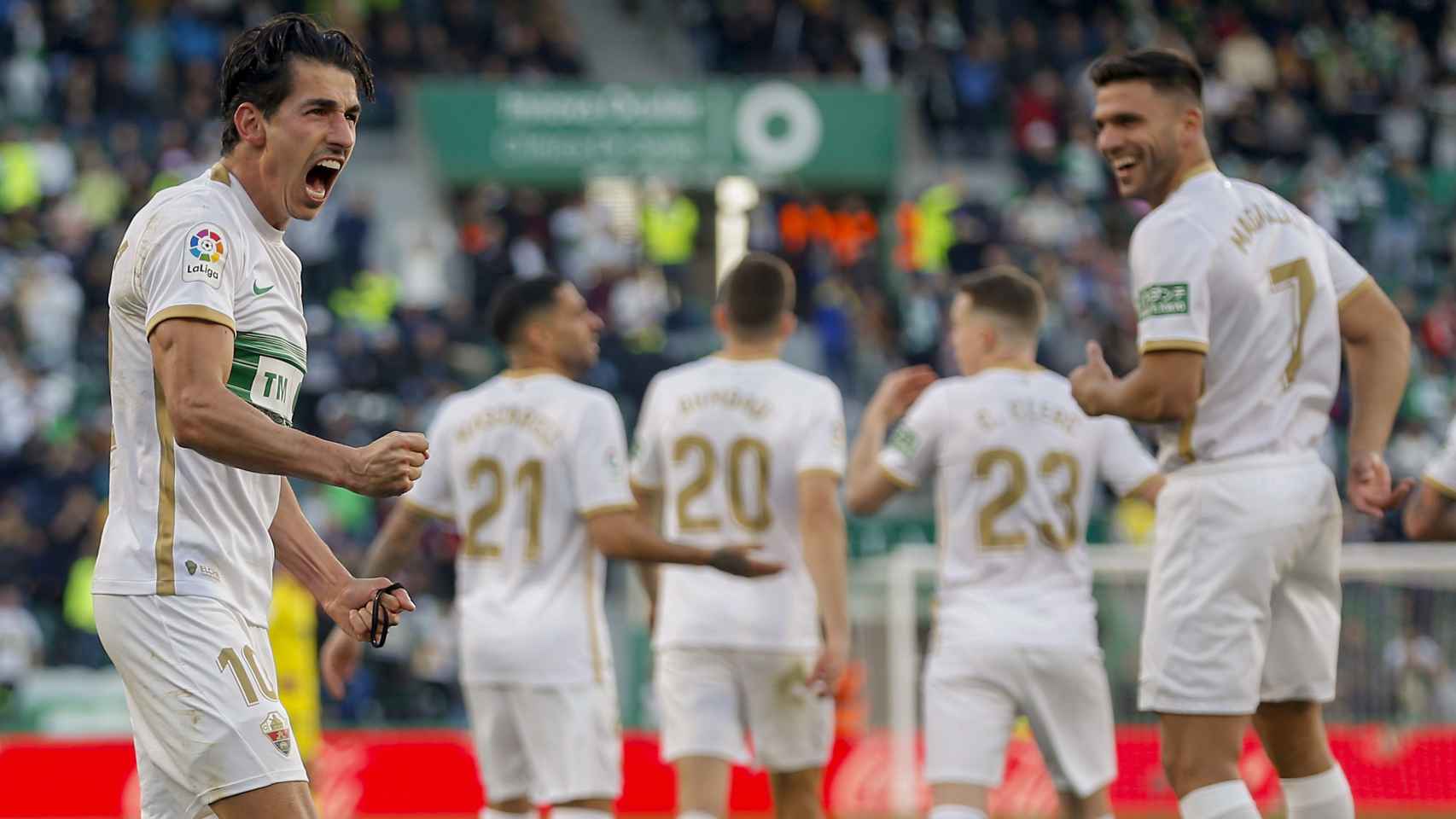 Pere Milla celebra un gol ante el Villarreal