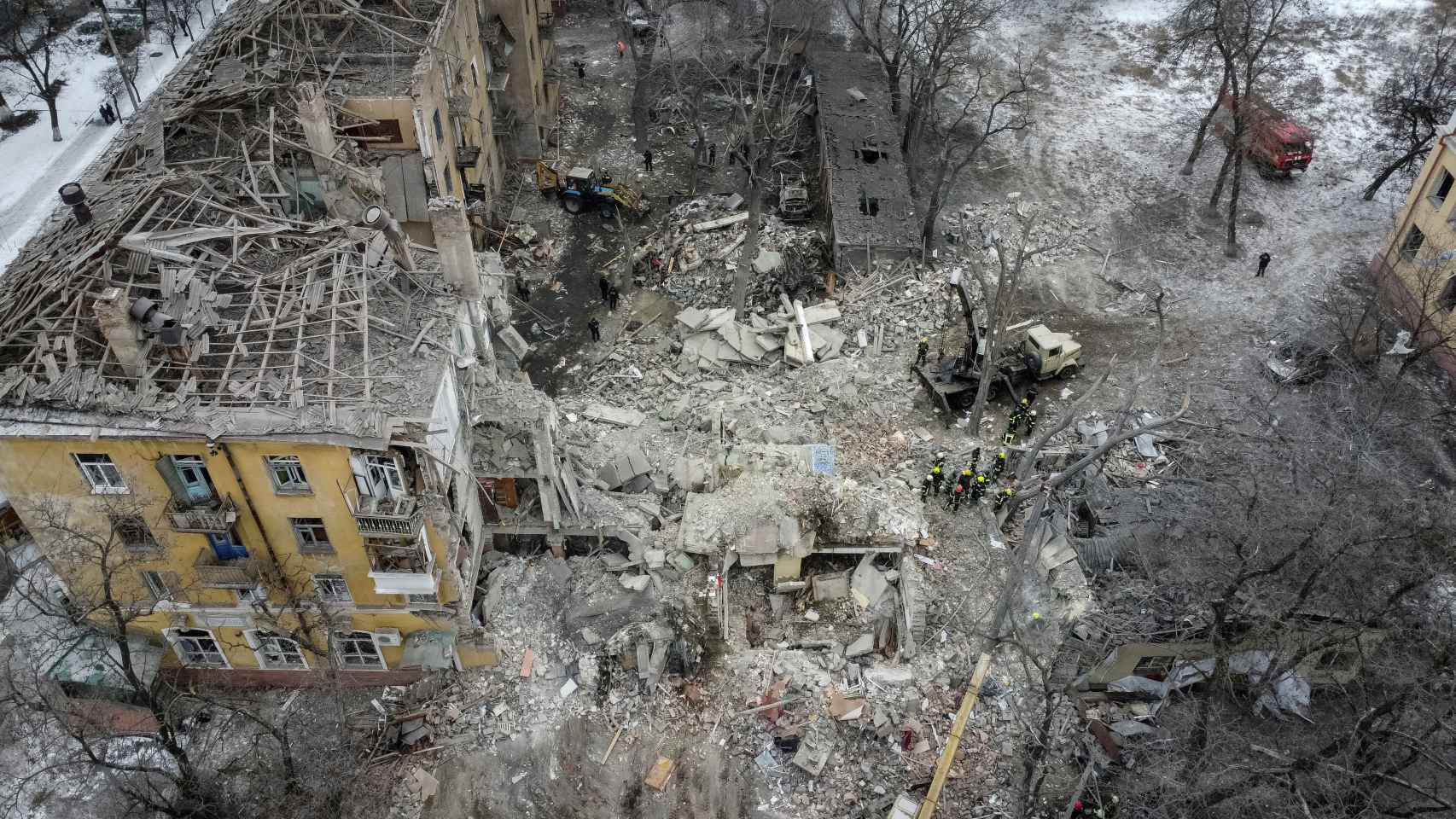 Edificio destruido por un misil en Kramatorsk.