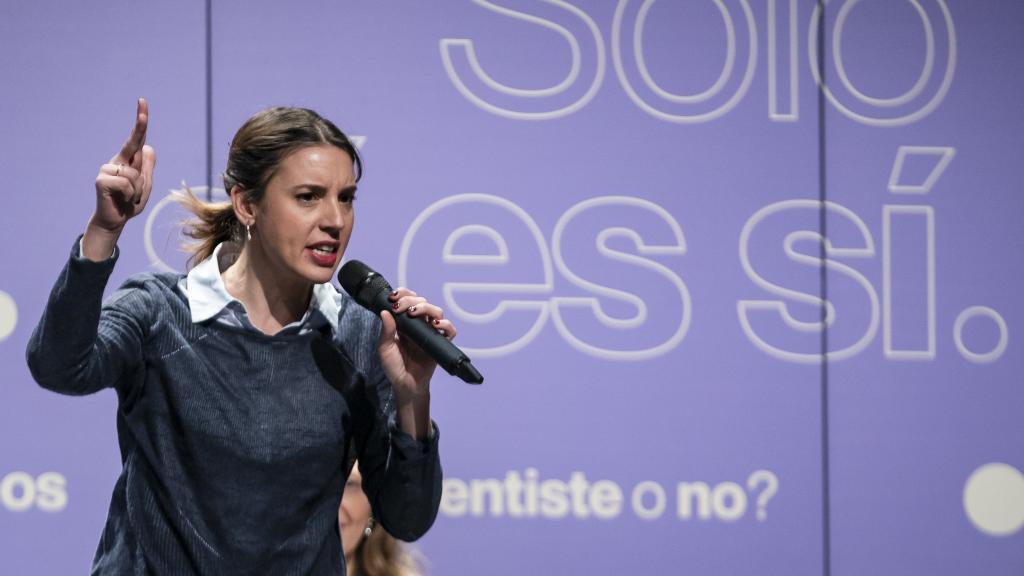 La ministra de Igualdad, Irene Montero, este domingo en el acto de defensa del 'sólo sí es sí'.