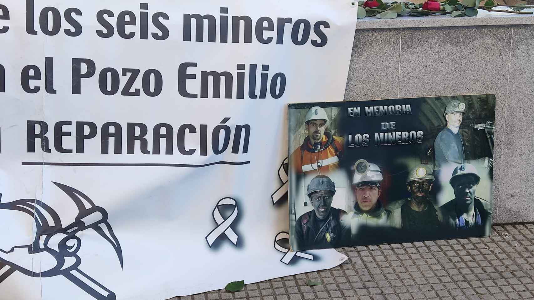 Foto con la imagen de los seis mineros fallecidos