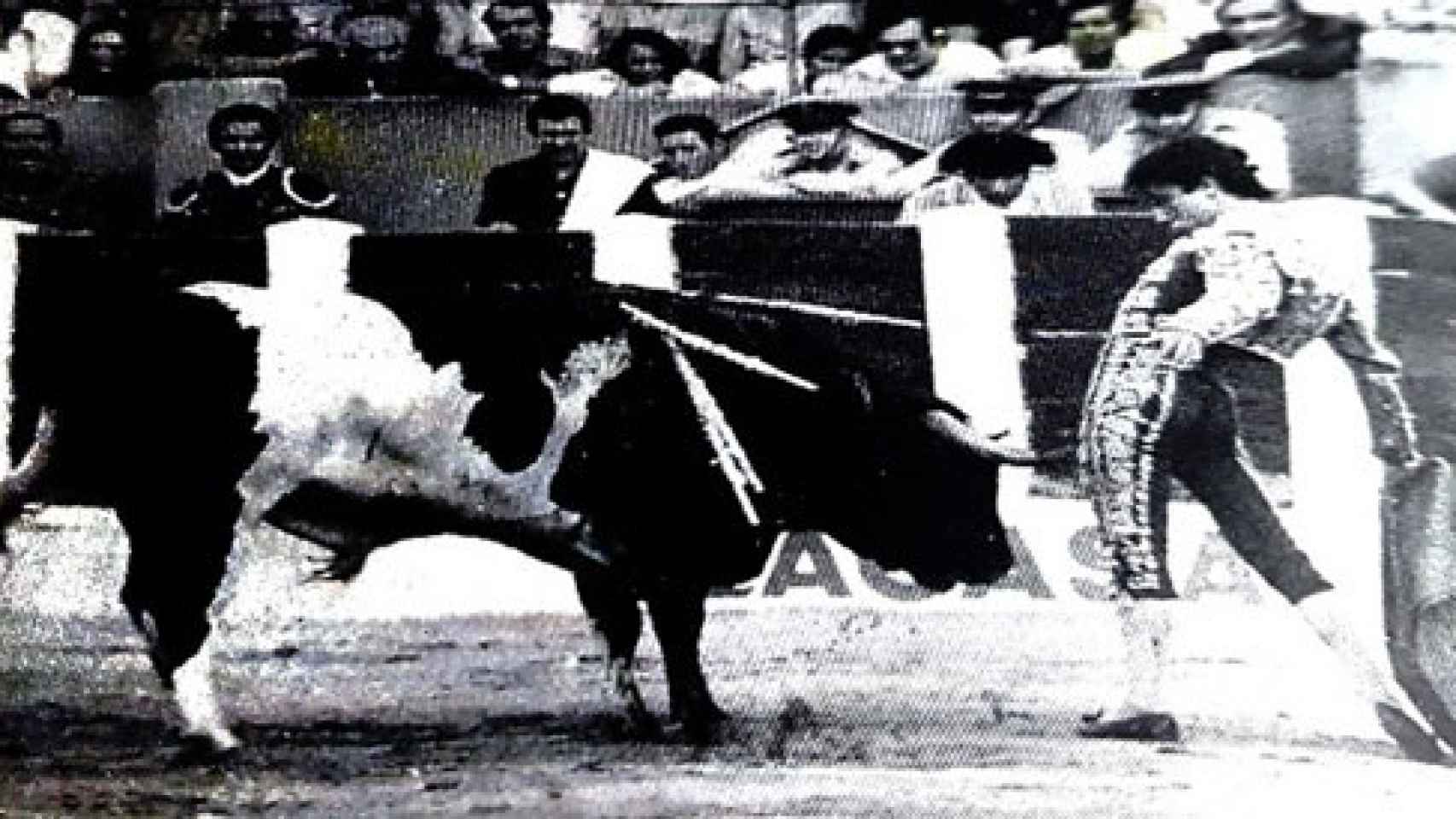 Ante un toro de Hermanos Molero en la feria de Valladolid de 1978 (cedida)