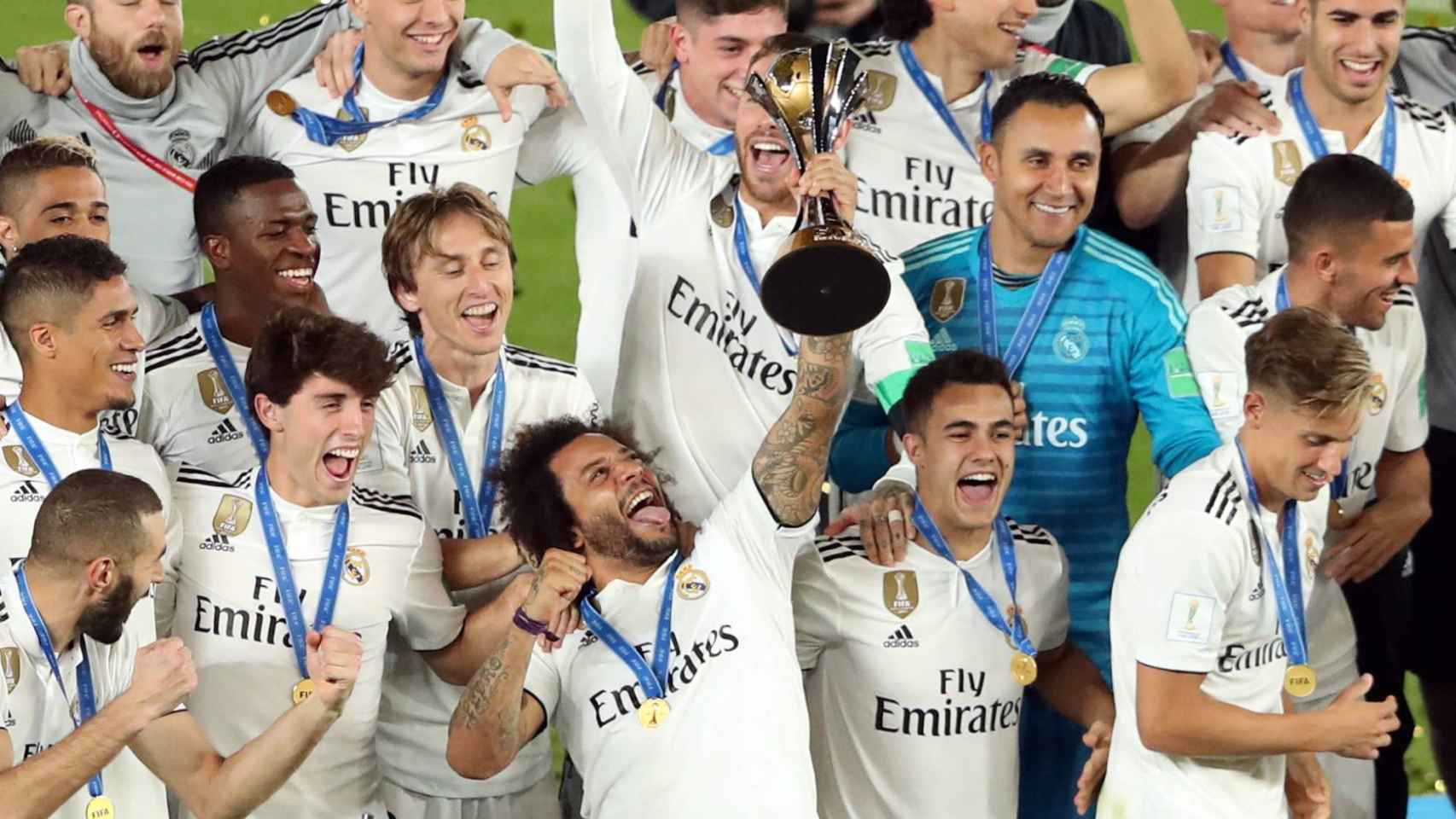 El Real Madrid celebra el Mundial de Clubes de 2018.