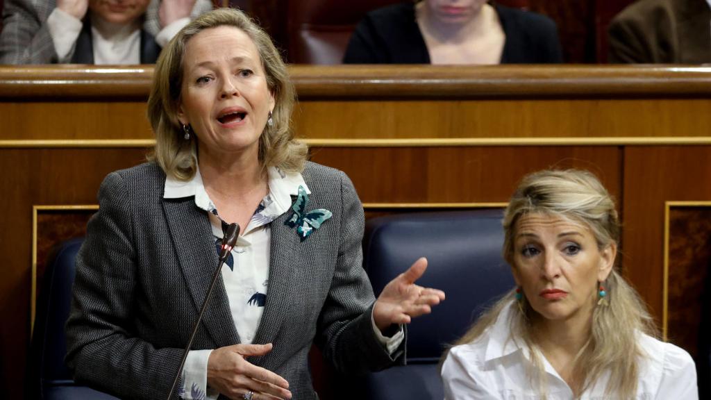 La vicepresidenta primera y ministra de Asuntos Económicos y Transformación Digital, Nadia Calviño, hoy en el Congreso.