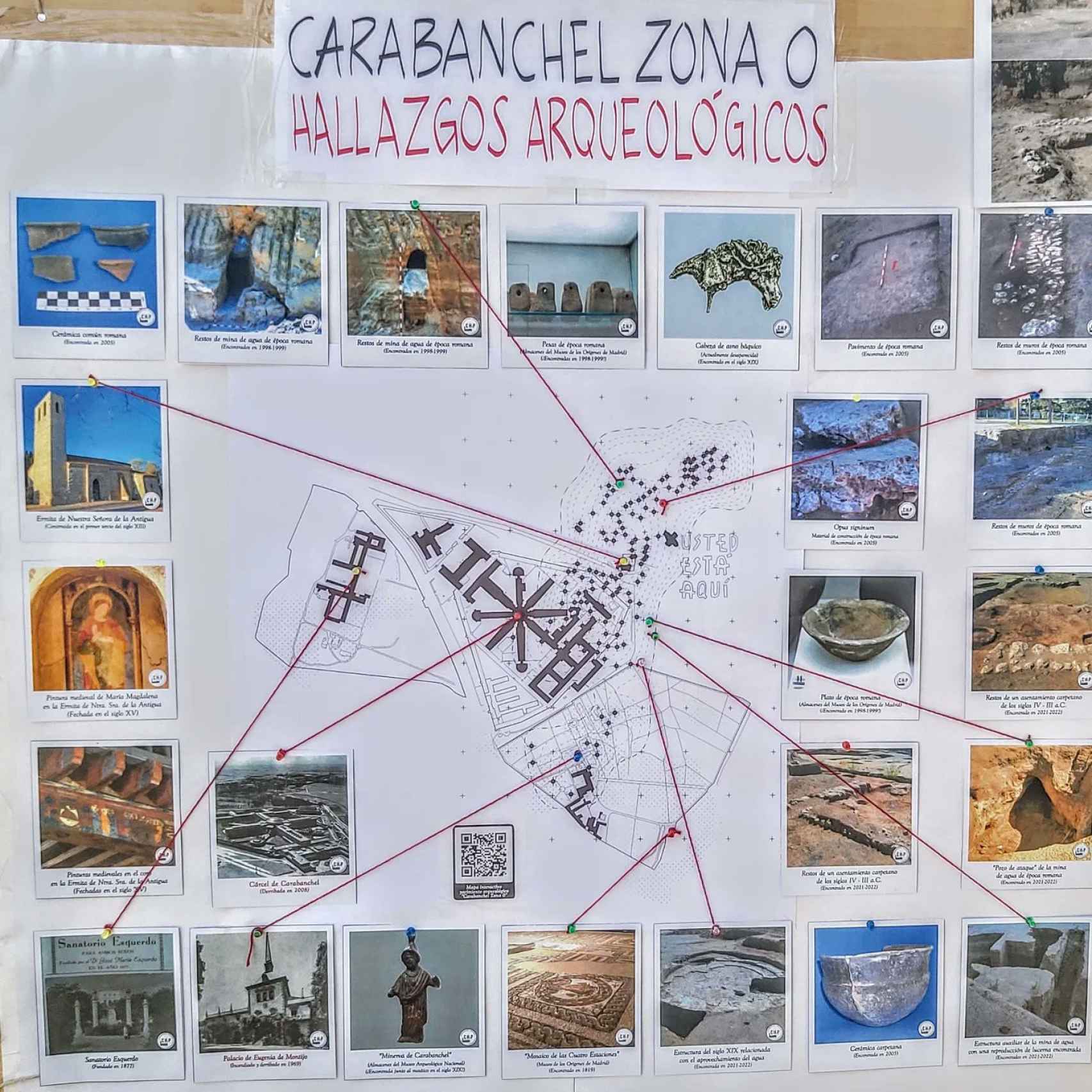 Mapa creado por la asociación Carabanchel Historia y Patrimonio con los hallazgos arqueológicos en el yacimiento.