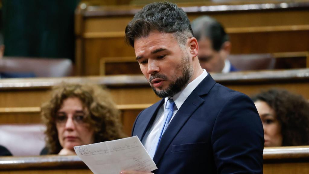 El portavoz de ERC, Gabriel Rufián, interviene durante la sesión de control al Gobierno este miércoles en el Congreso.