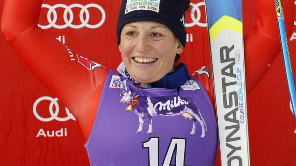 La esquiadora italiana Elena Fanchini tras una competición