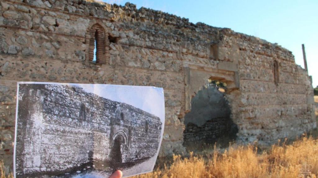 Ermita de Valtierra, en Arganda del Rey, y su aspecto en una fotografía de 1917.