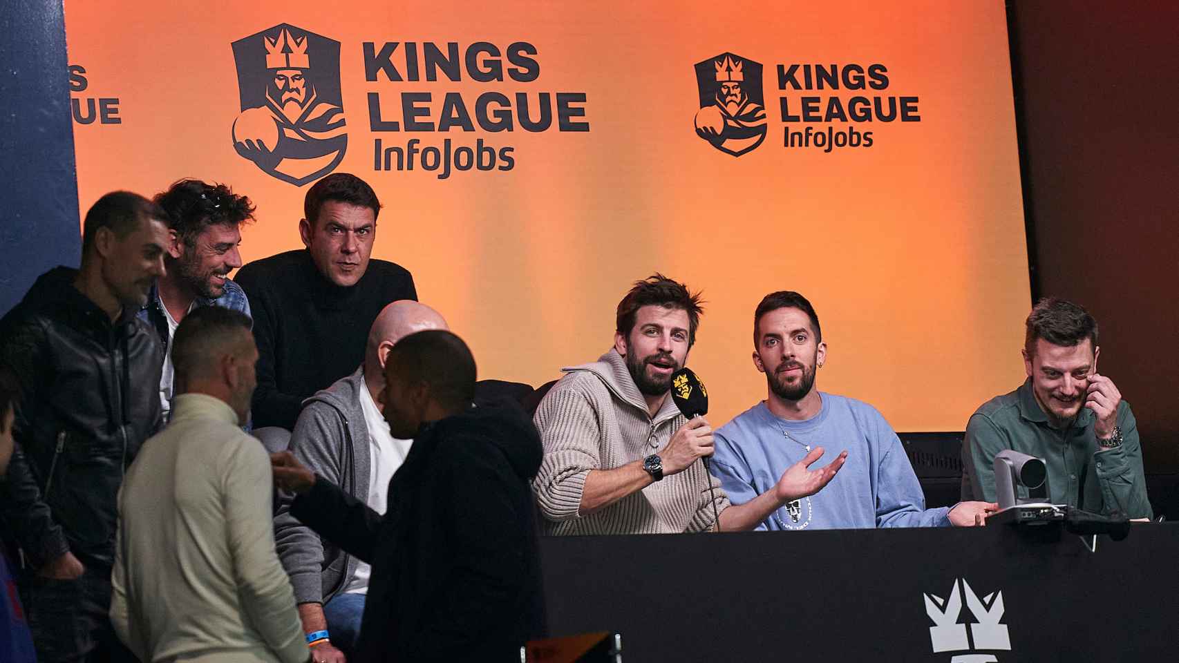 Gerard Piqué, David Broncano y Oriol Querol, en la Kings League
