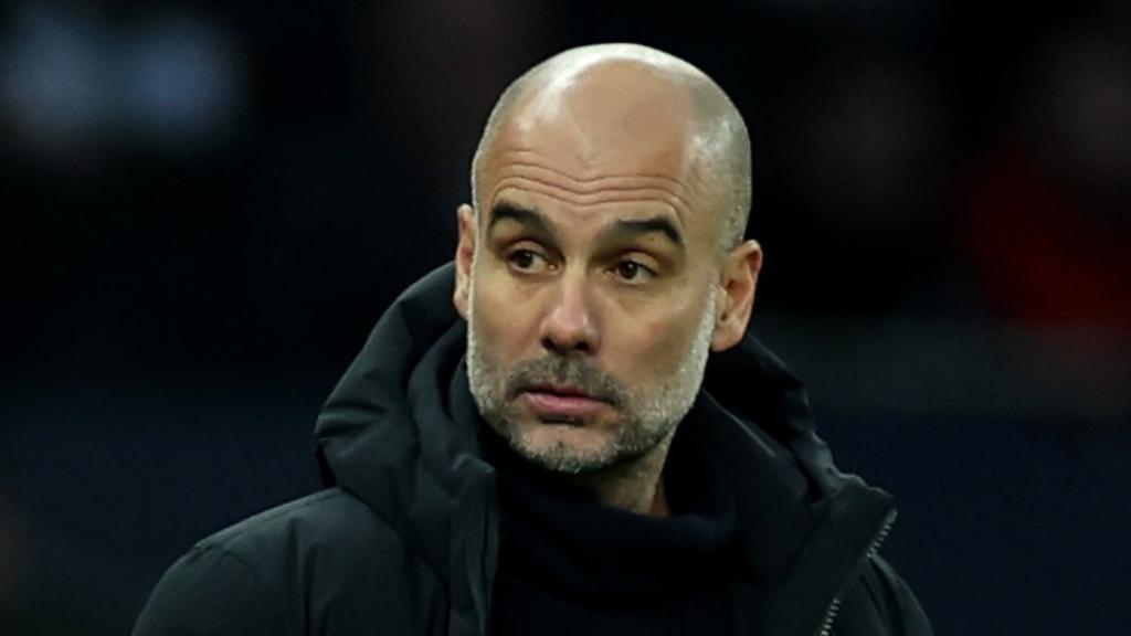 Pep Guardiola, durante un partido del Manchester City