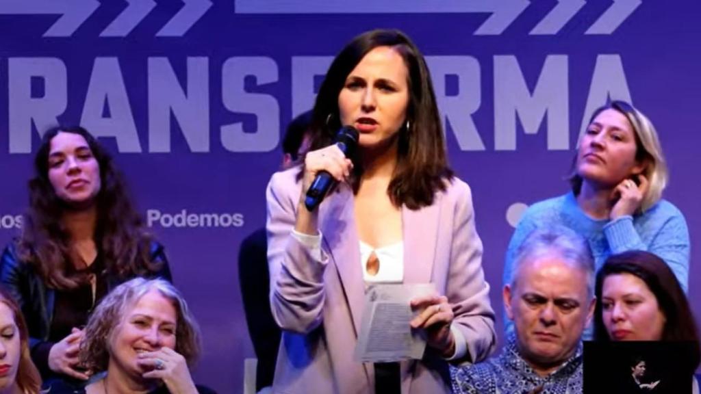 Ione Belarra, durante su intervención en Valencia. EE