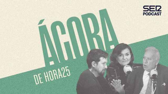 Promo de 'El Ágora' la sección de la SER en la que participan Pablo Iglesias, José Manuel García. Margallo y  Carmen Calvo.