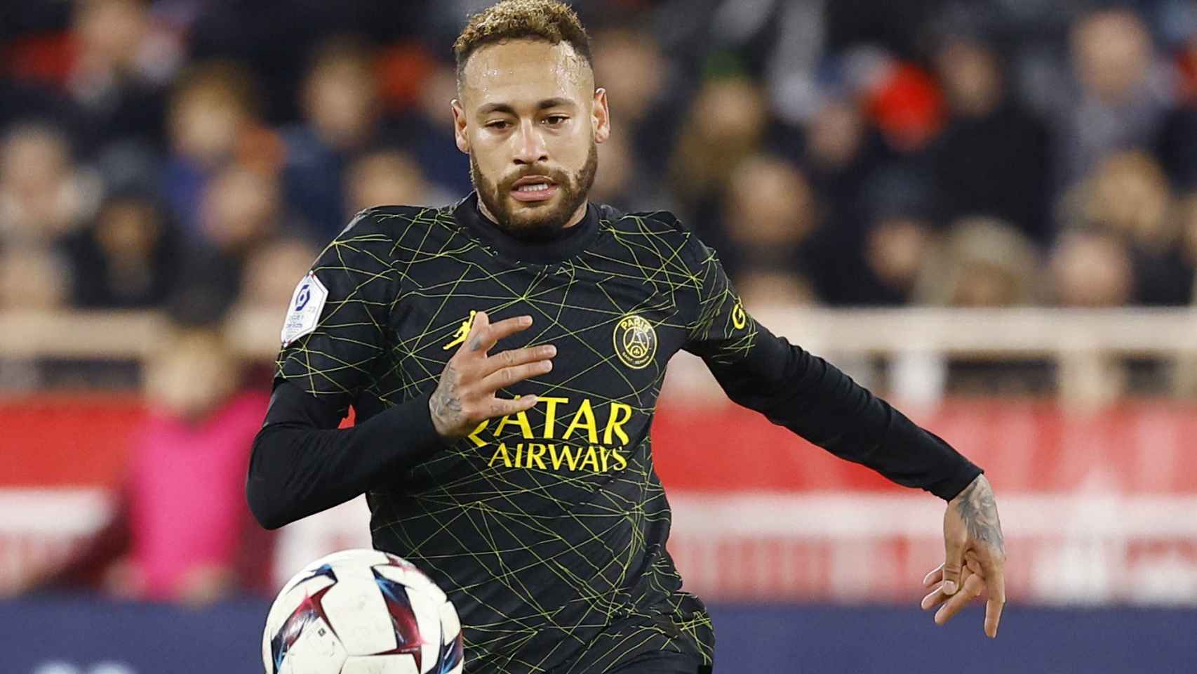 Neymar, durante el partido del PSG ante el Mónaco