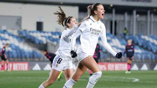 Moller celebra el gol de la victoria del Real Madrid Femenino.