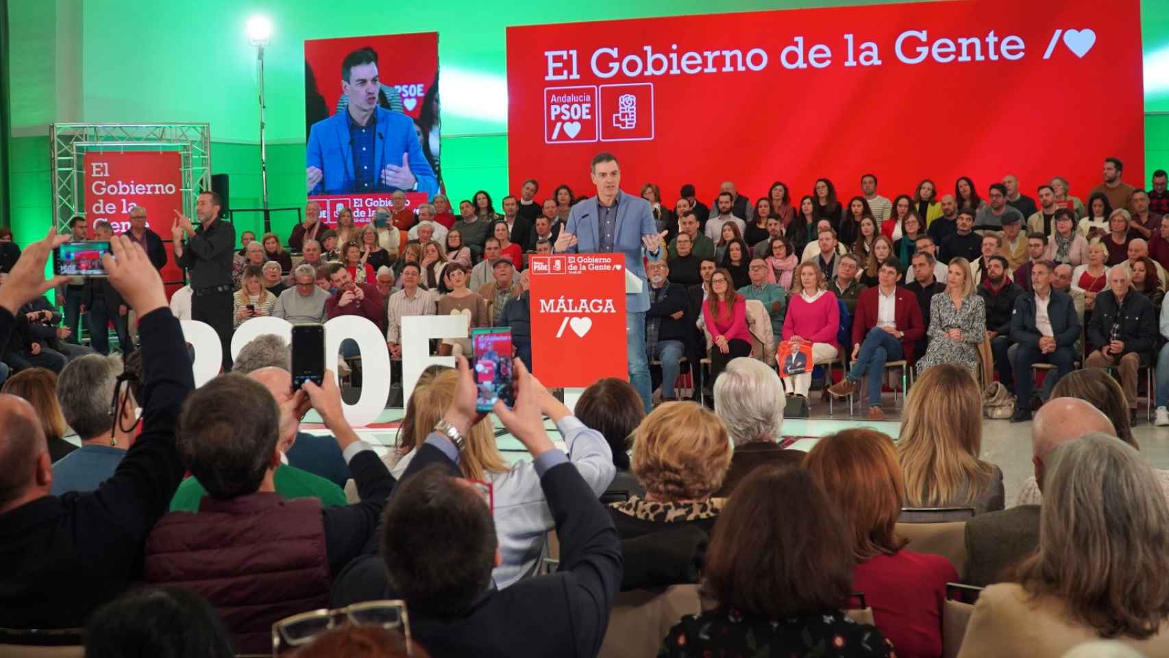 Pedro Sánchez, durante el acto del PSOE celebrado hoy en Málaga.