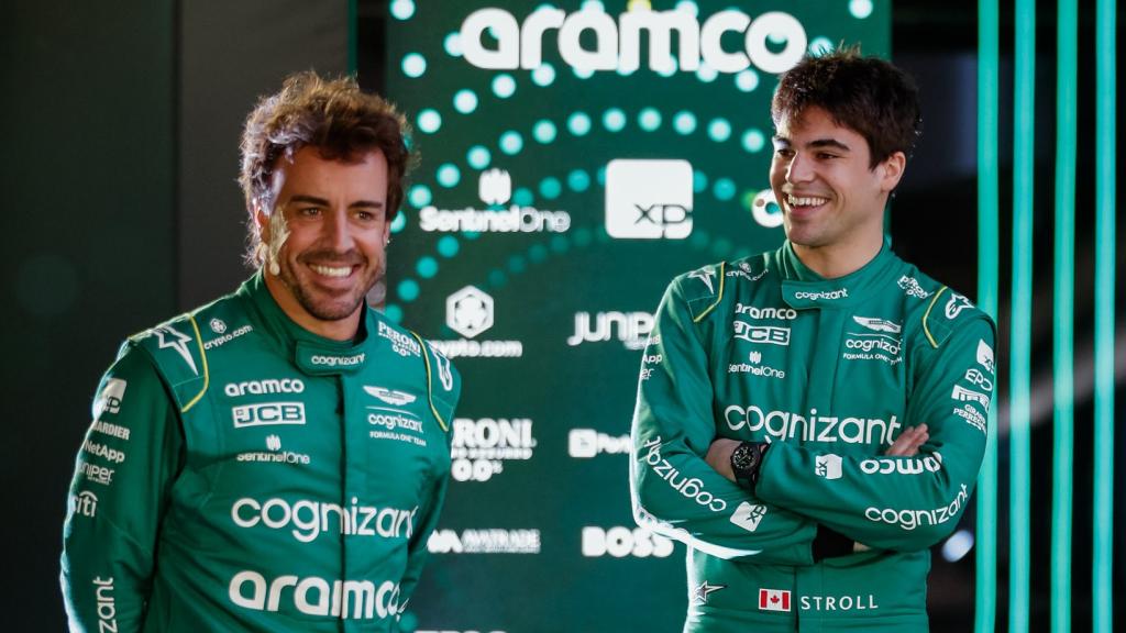 Fernando Alonso, durante la presentación del AMR23.