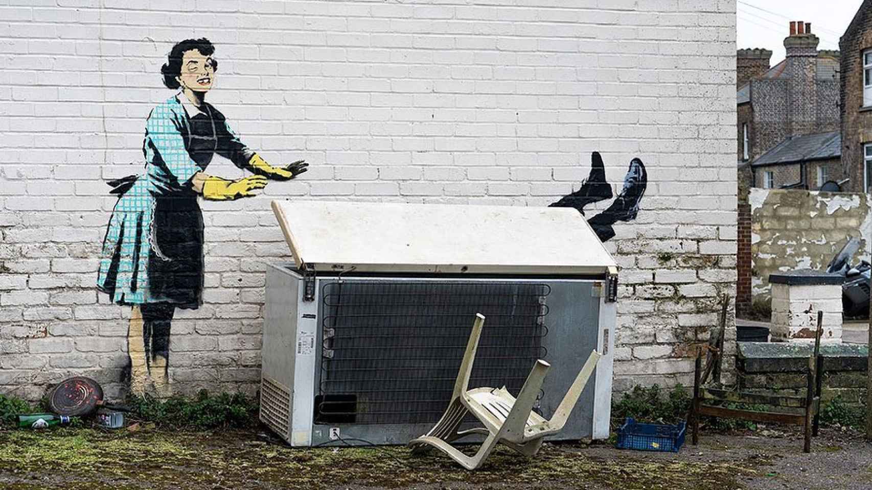 La imagen del mural que Banksy ha compartido en sus redes sociales.