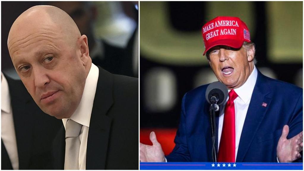 A la izquierda, Yevgeny Prigozhin; a la derecha, Donald Trump.